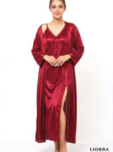 Satin Nightgown & Robe Set — Luxury 2-Piece Sleepwear