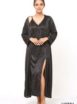 Satin Nightgown & Robe Set — Luxury 2-Piece Sleepwear