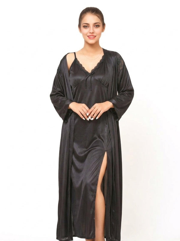 Satin Nightgown & Robe Set — Luxury 2-Piece Sleepwear