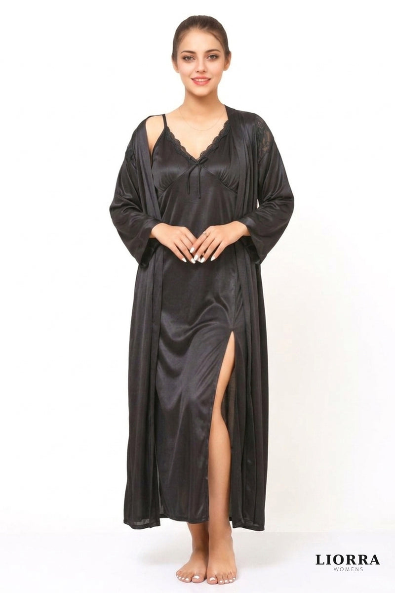Satin Nightgown & Robe Set — Luxury 2-Piece Sleepwear