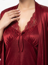 Satin Nightgown & Robe Set — Luxury 2-Piece Sleepwear